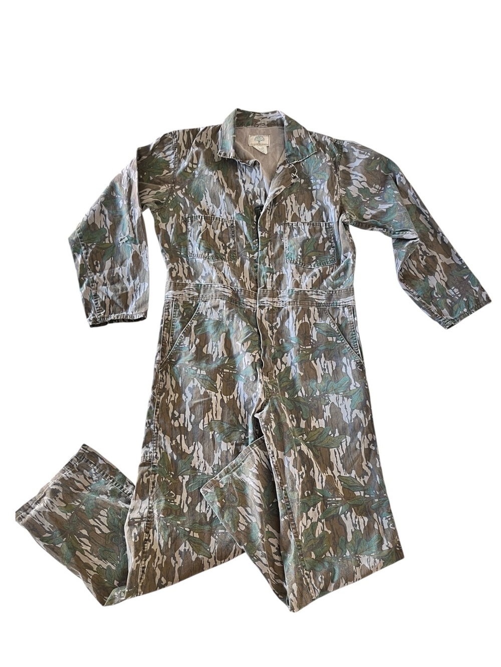 VTG 90s Mossy Oak Unisex Workwear Camo Coveralls Woodland Bark and Leaf Pattern
